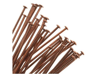 Antique Copper Head Pin - 0.025"/0.65mm/22GA - Head Diameter 1.2-1.25mm - 3" (20 Pieces)