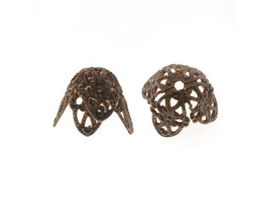 Vintaj Natural Brass Ornate Filigree Bead Cap 12mm