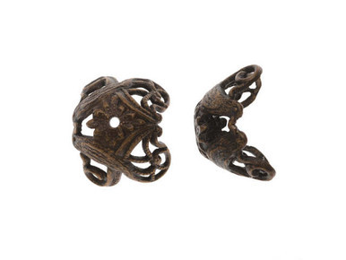 Vintaj Natural Brass Love Birds Bead Cap 15x11mm