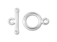 Sterling Silver 9mm Round Toggle Clasp (1 Pair)