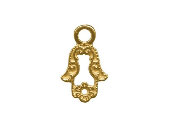 JBB Findings Cast Charm, Hamsa Hand - Brass Plated (Each)