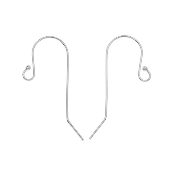 Sterling Silver 12 x 25mm Earwire with Ball End (1 Pair)