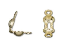 Gold-Filled Clamshell Bead Tip with 2 Rings (1 Pair)