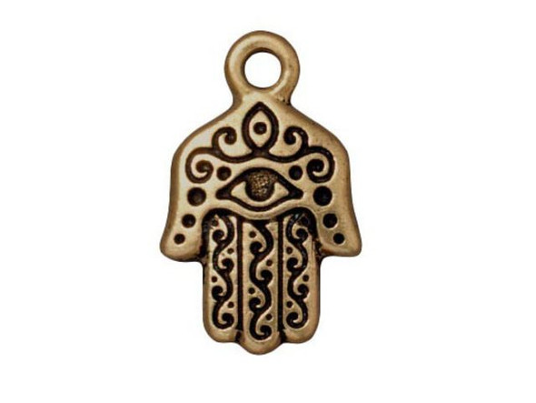TierraCast Antiqued Brass Plated Hamsa Hand Charm (ten)
