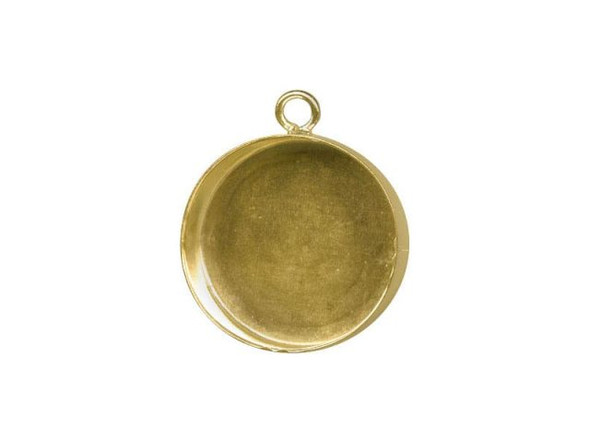 Brass Bezel Cup, Round, 12mm, 1 Loop (10 Pieces)