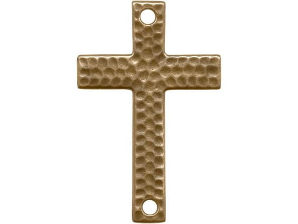 2-Hole Hammertone Cross Link, TierraCast Antiqued Brass Plate (Each)