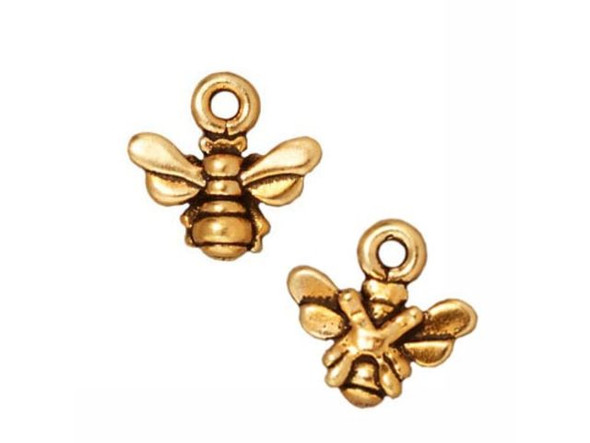 TierraCast Antiqued Gold Plated Small Honeybee Charm (ten)