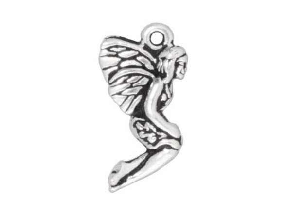 TierraCast Antiqued Silver Plated Leaf Fairy Charm (10 Pieces)