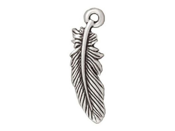 TierraCast Antiqued Silver Plated Small Feather Charm (ten)