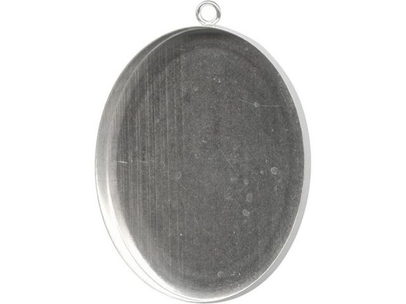 Sterling Silver Bezel Cup, Oval, 40x30mm, 1 Loop (Each)