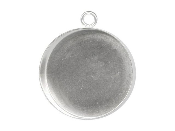 Sterling Silver Bezel Cup, 20mm Round, 1 Loop (Each)