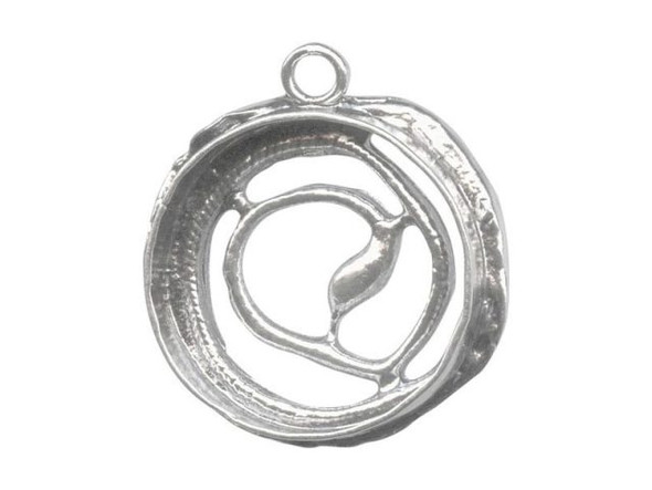 Sterling Silver Bezel, Round, Open Back, 1 Loop, 19mm (Each)