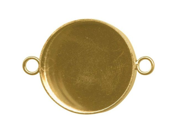 Gold Plated Bezel Cup, Round, 20mm, 2 Loop (12 Pieces)