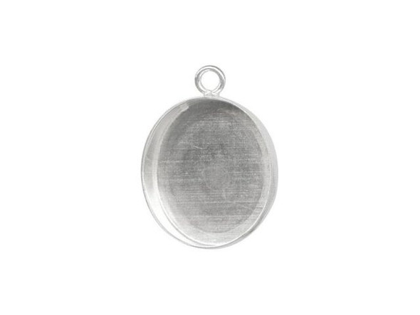 Sterling Silver Bezel Cup, Oval, 12x10mm, 1 Loop (Each)