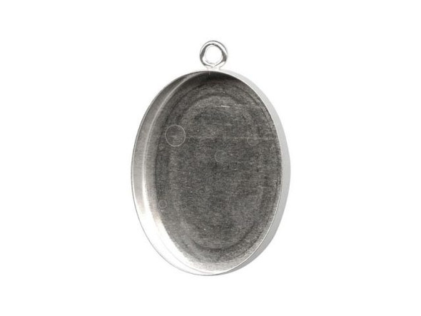 Sterling Silver Bezel Cup, Oval, 25x18mm, 1 Loop (Each)