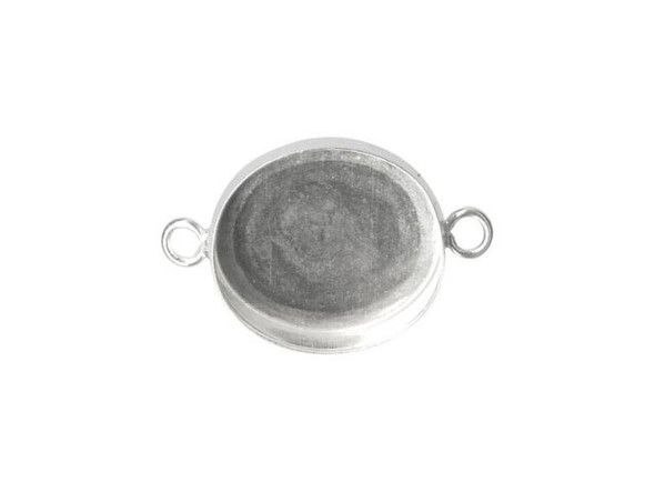 Sterling Silver Bezel Cup, Oval, 12x10mm, 2 Loop (Each)