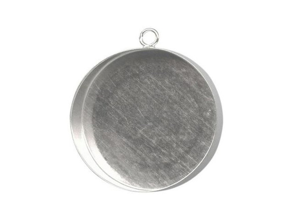 Sterling Silver Bezel Cup, Round, 18mm, 1-Loop (Each)