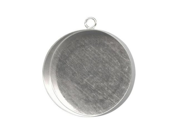 Sterling Silver Bezel Cup, Round, 18mm, 1-Loop (each)