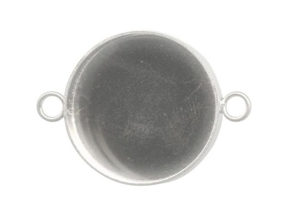 Silver Plated Bezel Cup, Round, 20mm, 2 Loop (12 Pieces)