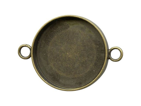 Antiqued Brass Plated Bezel Cup, Round, 20mm, 2 Loop (12 Pieces)