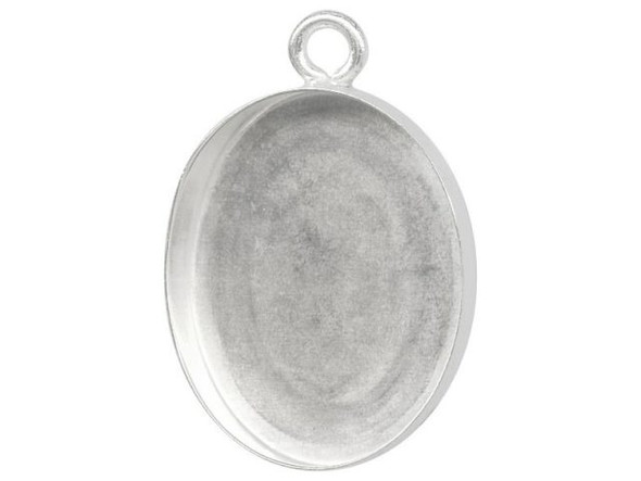 Sterling Silver Bezel Cup, Oval, 20x15mm, 1 Loop (Each)