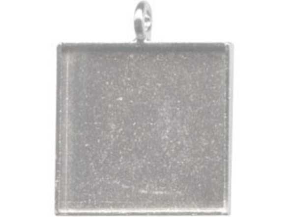 Silver Plated Bezel Cup, Square, 17mm, 1 Loop (12 Pieces)
