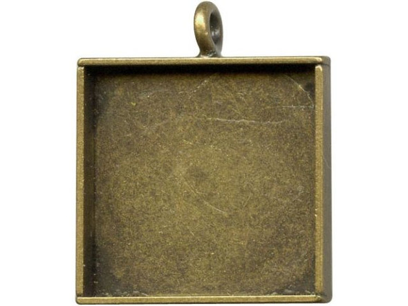 Antiqued Brass Plated Bezel Cup, Square, 17mm, 1 Loop (12 Pieces)