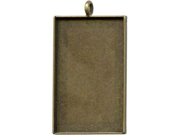 Antiqued Brass Plated Bezel Cup, Rectangle, 32x19mm, 1 Loop (12 Pieces)