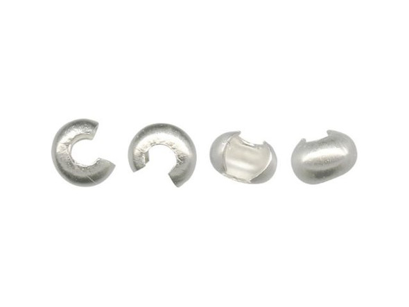 Silver Plated Crimp Cover, 4.8mm (100 Pieces)