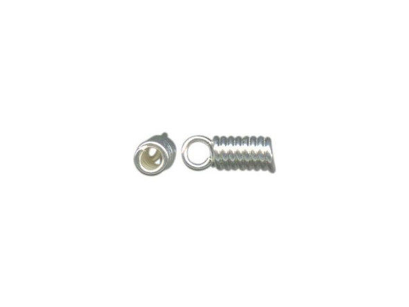White Plated Coil End, 3x8mm, 1.7mm I.D. (gross)