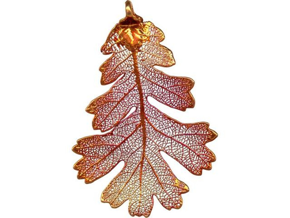 Copper Plated Leaf Pendant, Lacey Oak (Each)