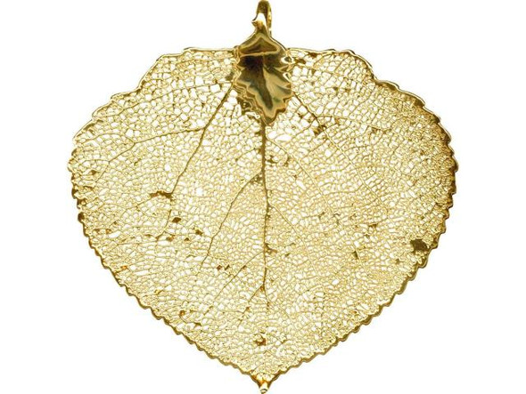 Gold Plated Pendant, Plated Leaf, Aspen (Each)