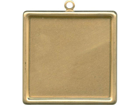 Brass Frame Charm, Square, 30mm (12 Pieces)