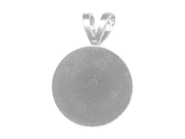 Silver Plated Pendant Finding, Round, 16mm (12 Pieces)