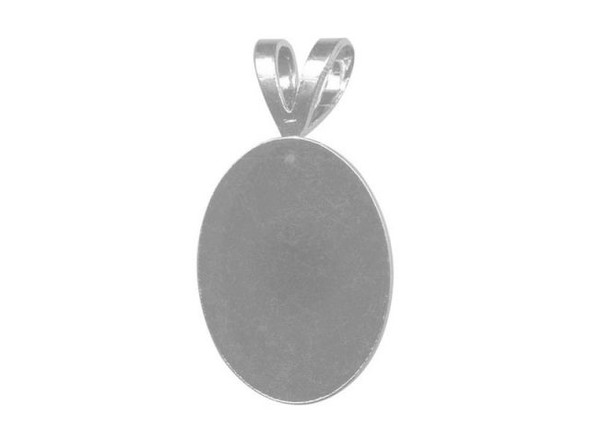 Silver Plated Pendant Finding, Oval, 18x13mm (12 Pieces)