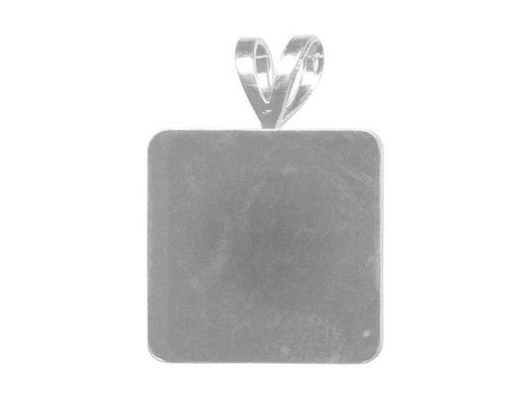 Silver Plated Pendant Finding, Square, 17mm (12 Pieces)