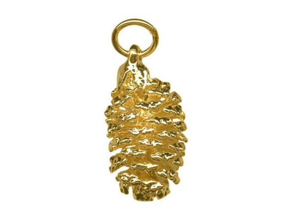 Gold Plated Pendant, Plated Alder Cone (Each)