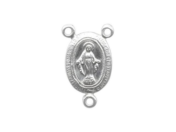 Sterling Silver Rosary Center, Tiny, Miracle (Each)