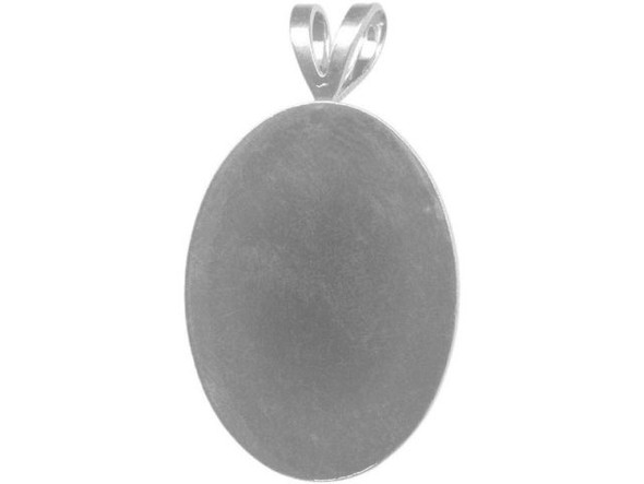 Silver Plated Pendant Finding, Oval, 24x18mm (12 Pieces)