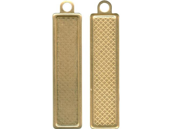 Brass Frame Charm, Rectangle, 56mm (12 Pieces)