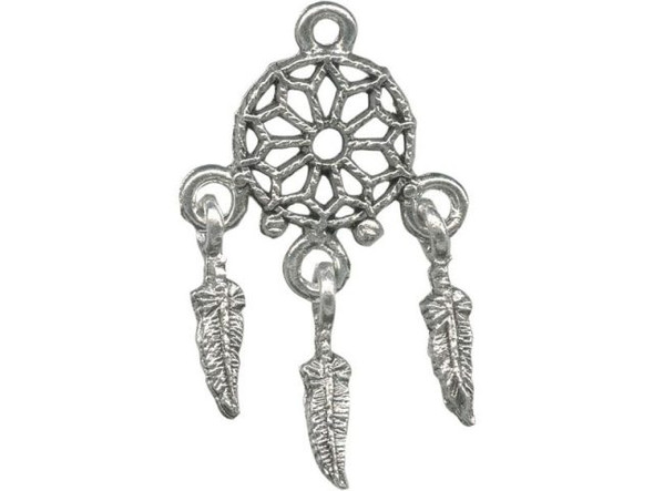 Antiqued Silver Plated Pewter Charm, Cast, Dream Catcher (12 Pieces)