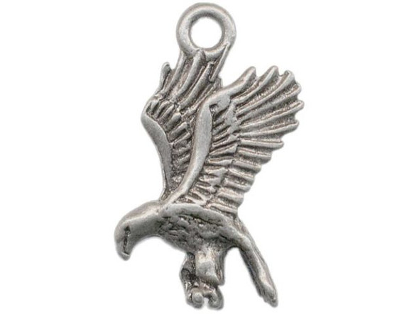Antiqued Silver Plated Pewter Charm, Flying Eagle, Cast (12 Pieces)