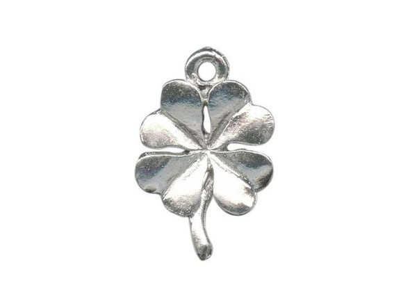 Antiqued Silver Plated Pewter Charm, Cast, Four-Leaf Clover (12 Pieces)
