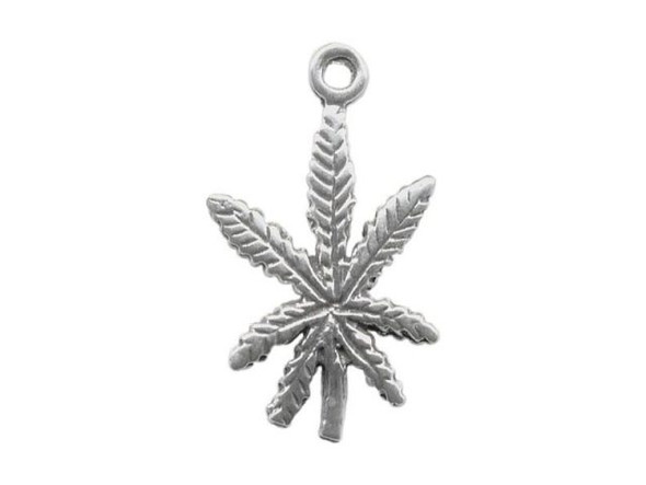 Sterling Silver Hemp Leaf Charm (Each)