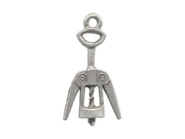 Antiqued Silver Plated Pewter Charm, Corkscrew, Cast (12 Pieces)