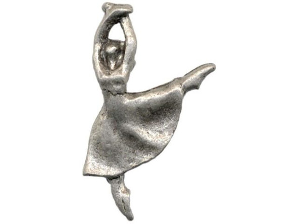 Antiqued Silver Plated Pewter Charm, Dancing Ballerina, Cast (12 Pieces)