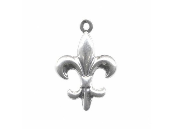 Fleur-de-lis charms and findings are perfect for making upscale DIY Mardi Gras themed jewelry, New Orleans sports fan jewelry, and jewelry with a French flair.The fleur de lis (French for "flower of lily") is a stylized design that appeared in gold on a field of majestic blue on the former royal arms of France. It's frequently seen in paintings of the Catholic saints of France.With its association with the House of Bourbon and French royalty, the fleur de lis is a prevalent symbol for many New Orleans teams and festivities and is perhaps best-known in the United States for teaming up with rich purples, greens and golds for the festival of Mardi Gras (Fat Tuesday celebration).  See Related Products links (below) for similar items and additional jewelry-making supplies that are often used with this item.