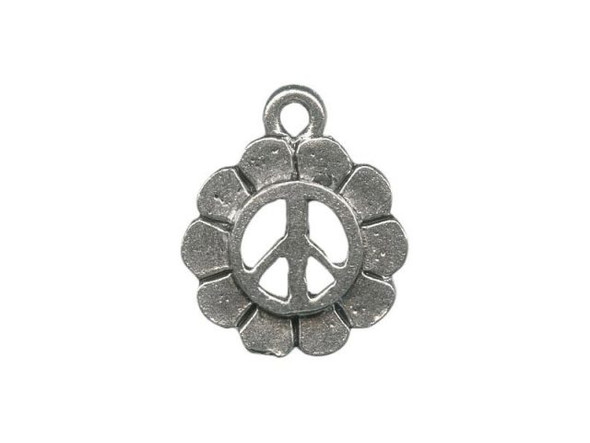 Antiqued Pewter Plated Charm, Cast, Peace Flower (10 Pieces)