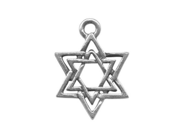 19x16mm Star of David Charm - Antiqued Silver Plated Pewter (12 Pieces)