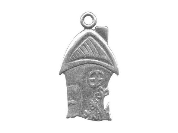 JBB Findings Antiqued Silver Plated Charm, Cast, Fairy House, 22mm (Each)